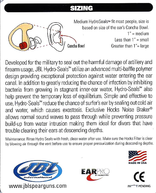 Ear Plug Size Chart